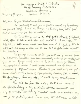 А.Д. Буш. Письмо к Г.М. Шнеерсону. Лондон, 14 марта 1942