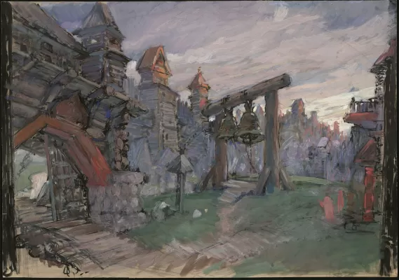Николаев С.Ф. Эскиз декорации к опере А.П. Бородина 'Князь Игорь'. Минск. [1949]